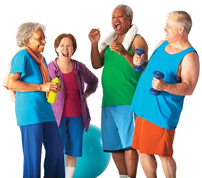 older adults enjoying exercising and dancing zumba
